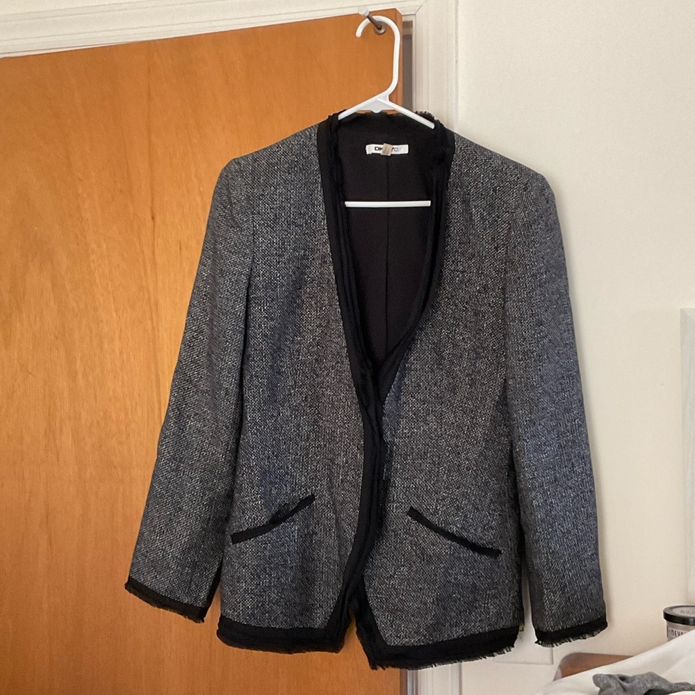 DKNYC grey blazer with black trim